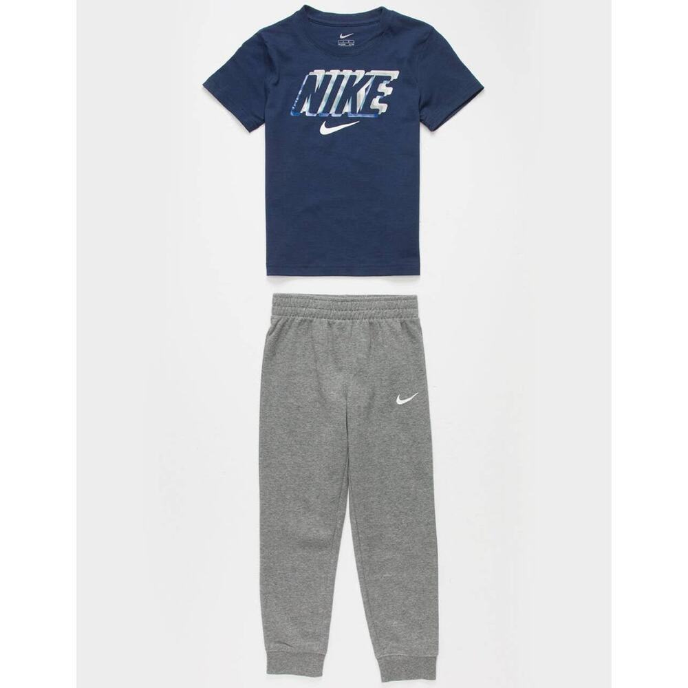 New! Nike Kids 2-Piece T-Shirt And Joggers Size 4 / XS Blue Gray